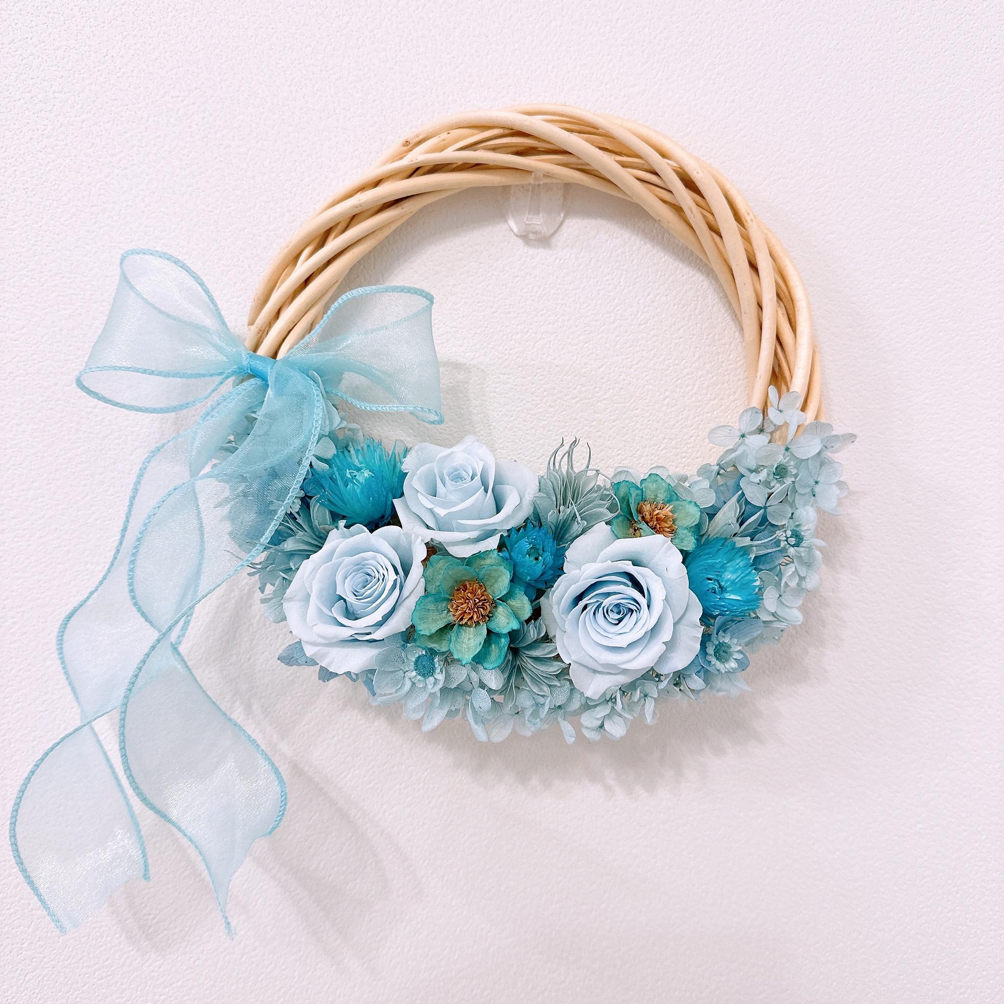【ハーフリース】ブルー 青 夏色 バラ アジサイ ギフト 結婚 新築 誕生日 長寿 開店祝 お見舞い プリザーブド | 14枚目